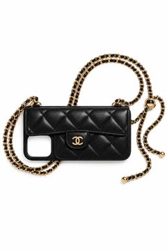Black quilted mini phone purse