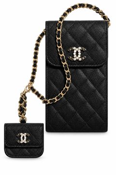 Black quilted phone purse set