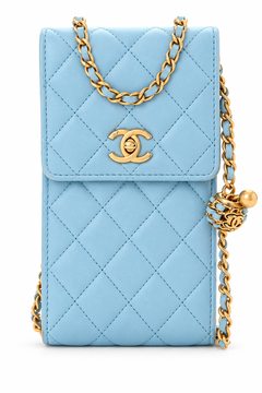 Pastel Blue Quilted Chain Pouch
