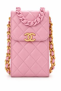 Pastel Pink Quilted Phone Pouch