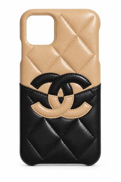 Two-tone quilted leather CC phone case
