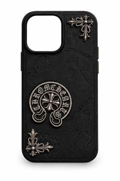 Black Gothic Leather Case with Silver Cross
