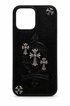 Gothic Leather Case with Silver Crosses