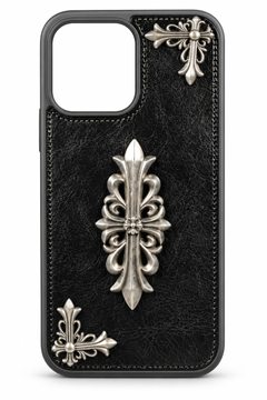 Gothic leather case with silver cross