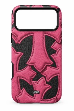 Gothic pink cross leather phone case