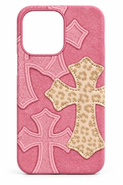Pink Textured Cross-Pattern Phone Case