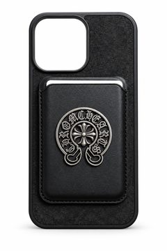 Textured black case with silver cross wallet