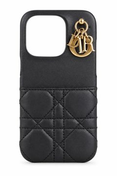 Black quilted phone case with gold charm(1)