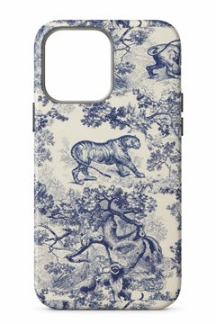 Ivory toile phone case, empty camera cutout