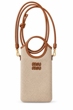 Beige Miu Miu pouch with crossbody strap