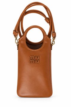 Miu Miu cognac leather crossbody pouch