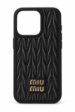 Miu Miu black quilted leather case